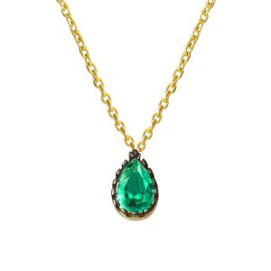 Green Drop with Stones 14 Karat Gold Necklace