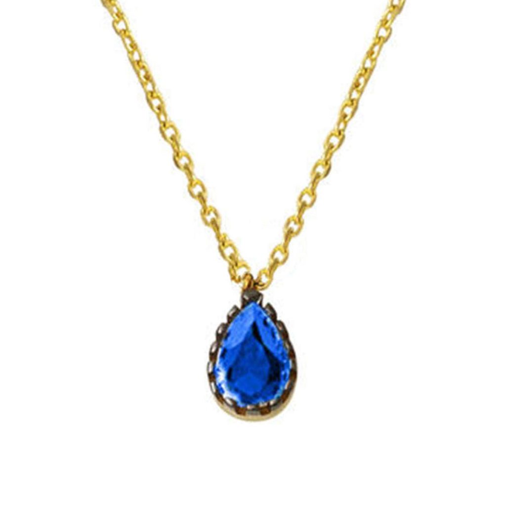 Lacivert Goutte avec Pierres 14 Carats Or Collier