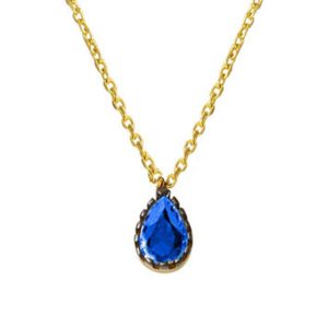 Lacivert Goutte avec Pierres 14 Carats Or Collier