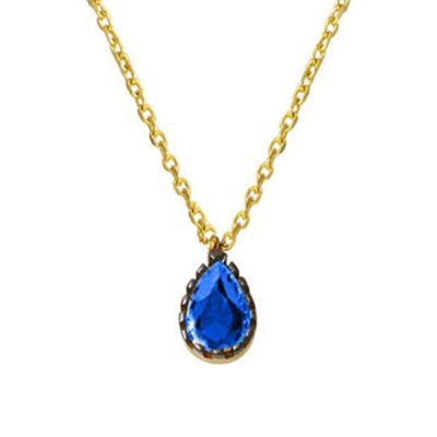 Lacivert Drop with Stones 14K Gold Necklace