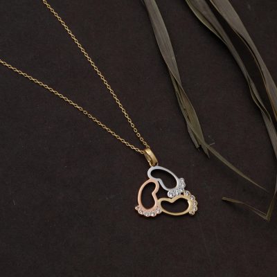 14 Carats 3 Coloré Luneaklar Or Collier - 14K - 2.27g - EZ Gold