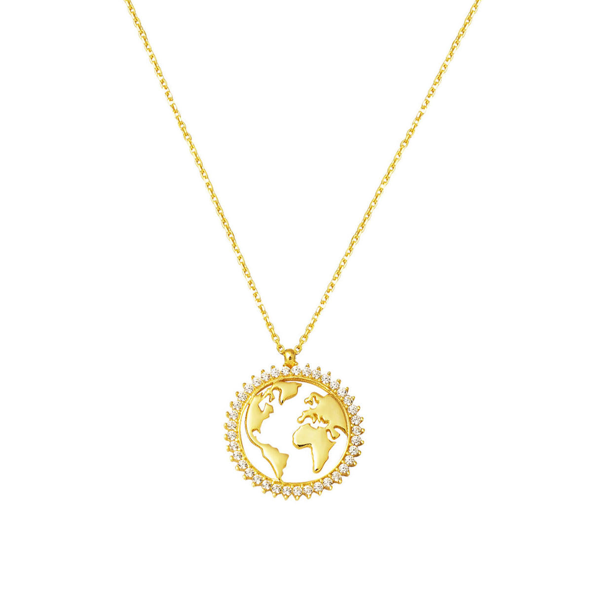 Dünya Haritası Designed Women's Gold Necklace