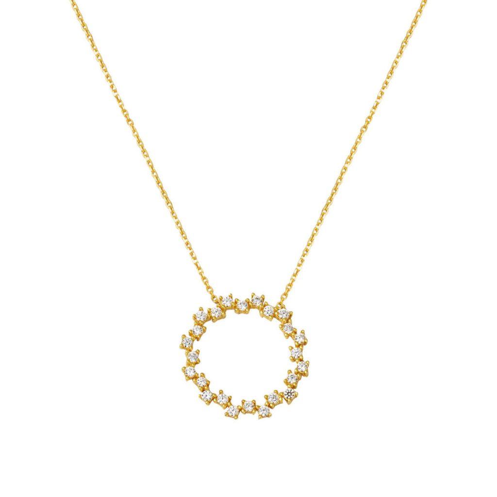 Chakra Ringed Solitairelar Gold Necklace