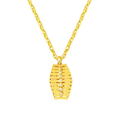 14K Rows with Stones Gold Necklace