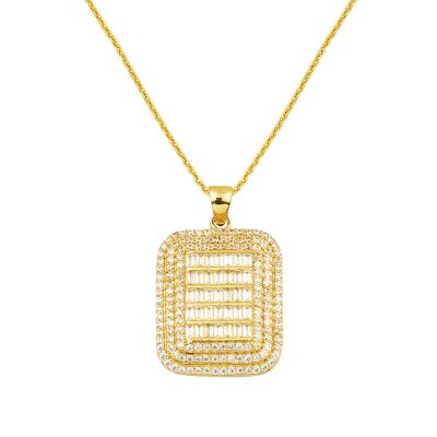 14 Carats Baguette avec Pierres Design Or Collier