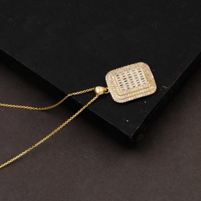 14 Carats Baguette avec Pierres Design Or Collier - 14K - 3.58g - EZ Gold