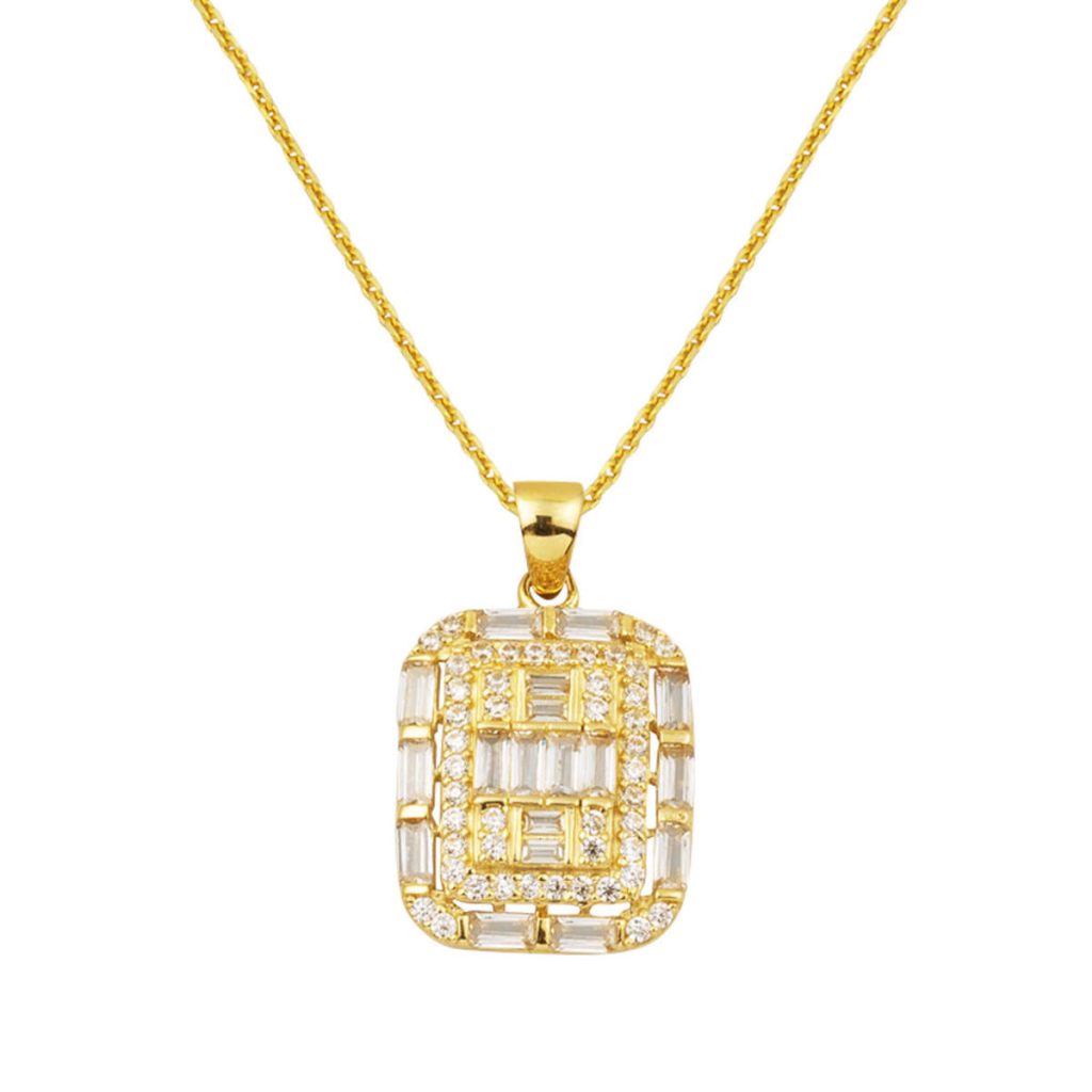 Baguette à Design 14 Carats Spor Or Collier