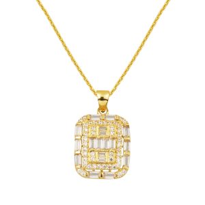 Baguette Designed 14 Karat Spor Gold Necklace