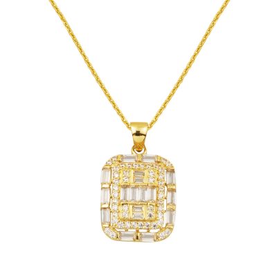 Baguette Designed 14K Spor Gold Necklace