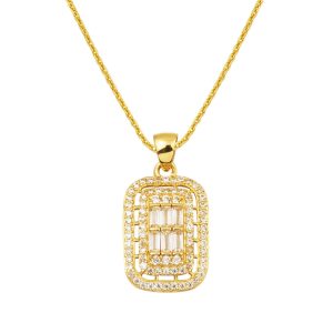 14 Karat Gold Baguette Necklace