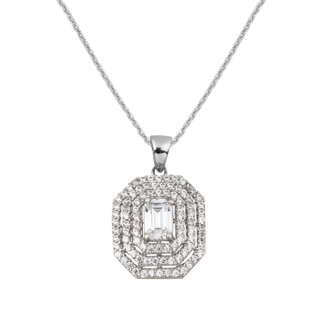 14 Carats Blanc Or Spor Baguette Collier