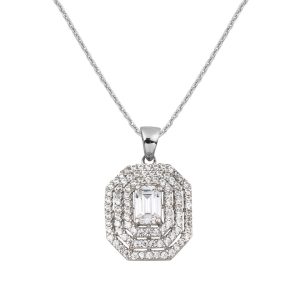 14 Carats Blanc Or Spor Baguette Collier