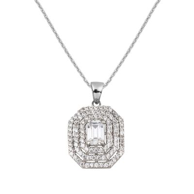 14 Carats Blanc Or Spor Baguette Collier