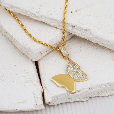 Kelebek Model 14 Carats Tressé Zincirli Collier - 14K - 8g - EZ Gold