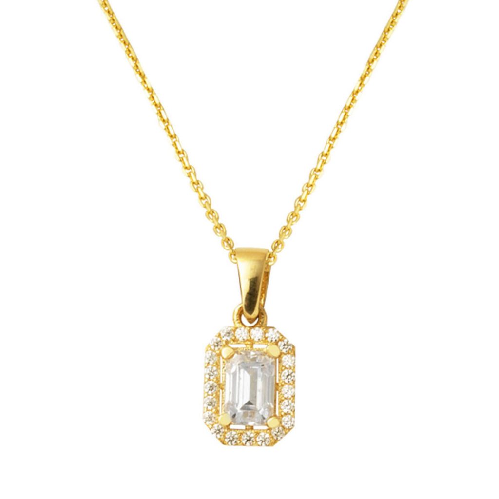 Baguette Tek with Stones 14 Karat Gold Necklace