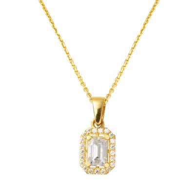Baguette Solitairelı 14 Carats Or Collier