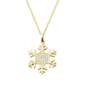 a Chaine Flocon avec Pierres Collier Or