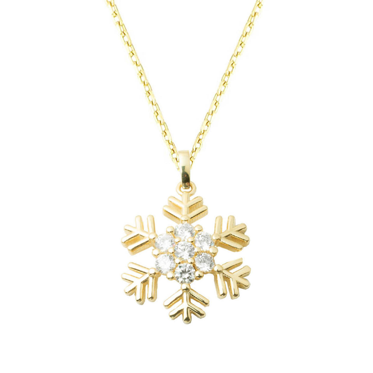 Gold Snowflake with Stones Necklace