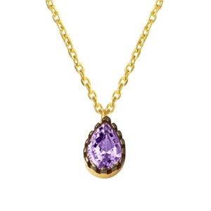 Violet Goutte avec Pierres 14 Carats Or Collier