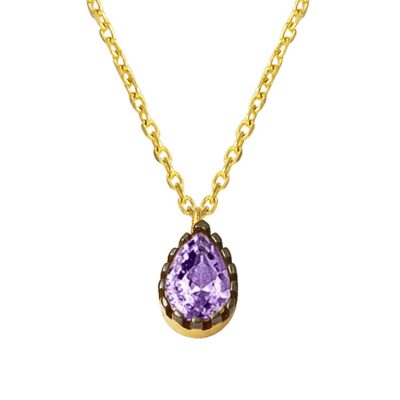 Violet Goutte avec Pierres 14 Carats Or Collier