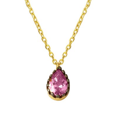 Rose Goutte avec Pierres 14 Carats Or Collier