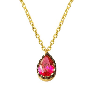 Rouge Goutte avec Pierres 14 Carats Or Collier