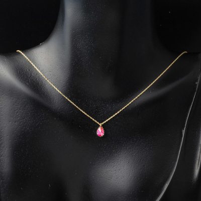 Rouge Goutte avec Pierres 14 Carats Or Collier - 14K - 1.38g - EZ Gold