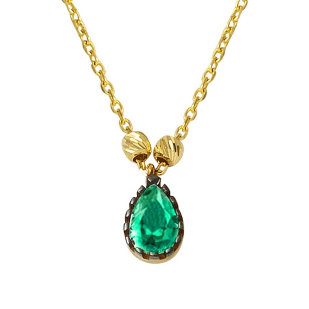 Vert Goutte avec Pierres 14 Carats Or Collier