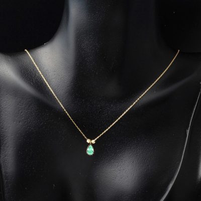 Vert Goutte avec Pierres 14 Carats Or Collier - 14K - 1.4g - EZ Gold