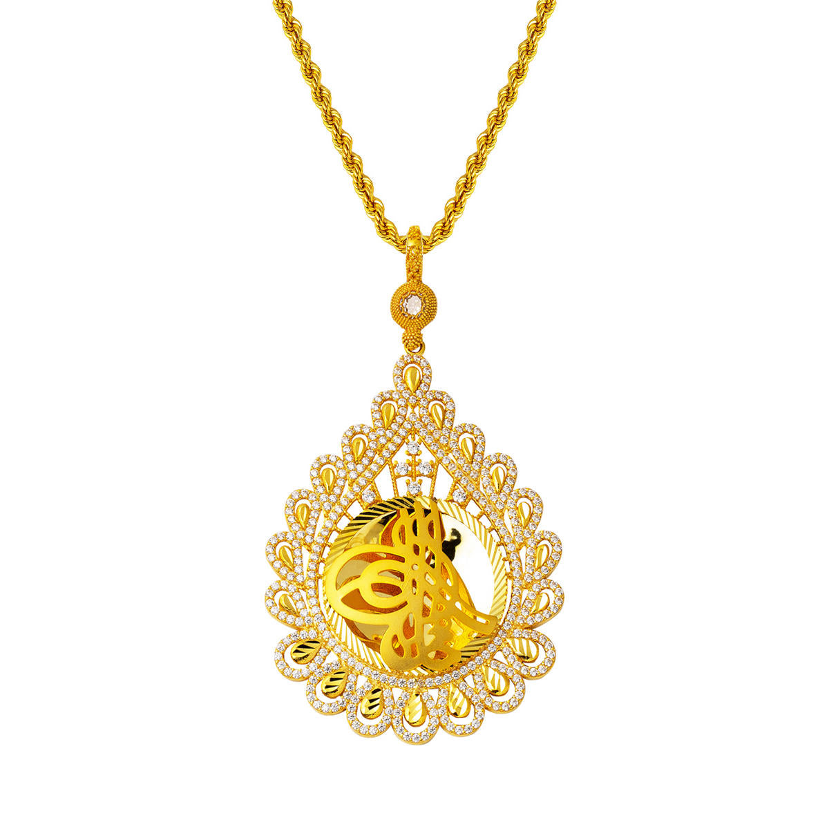 Goutte Çerçeve Monogramme Ottoman Or Collier