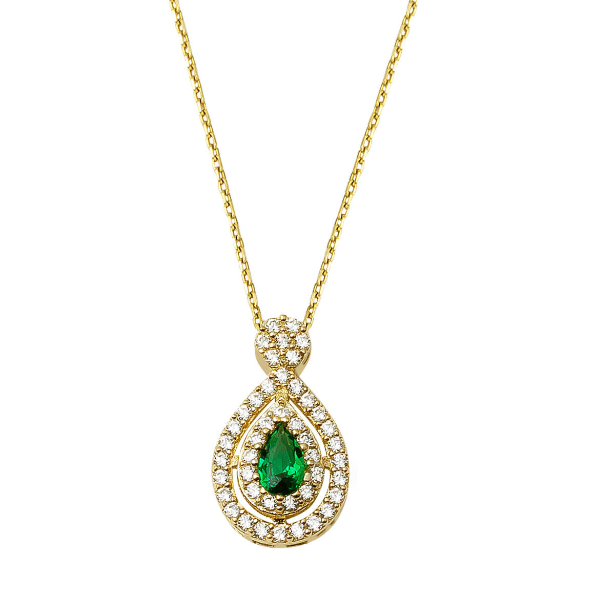 Vert Goutte avec Pierres Or Collier