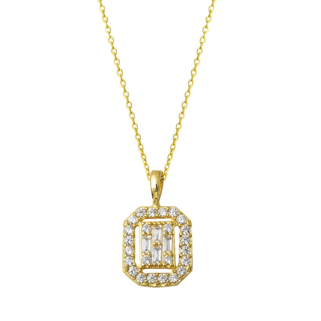 Caribbean Baguette with Stones Gold Necklace