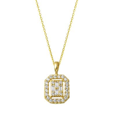 Caribbean Baguette with Stones Gold Necklace