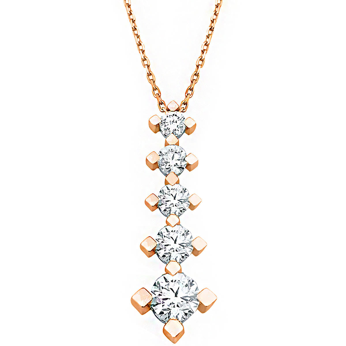 5 Pierre 14 Carats Rose Or Collier