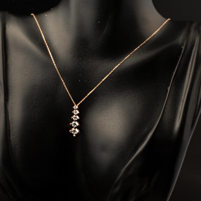 5 Taş 14 Ayar Rose Altın Kolye - 14K - 2.19g - EZ Gold