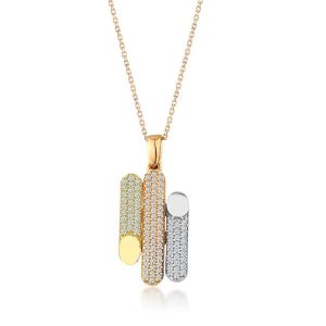 3 Colored with Stones 14 Karat Gold Necklace