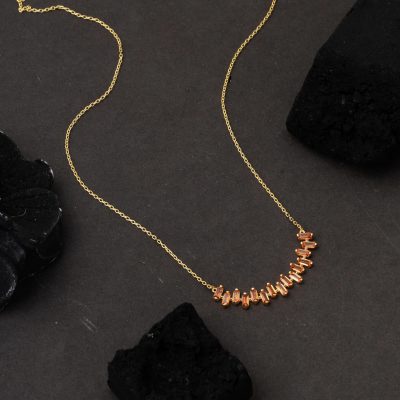 Sisa Kahverengi Baguette avec Pierres Or Collier - 14K - 1.82g - EZ Gold