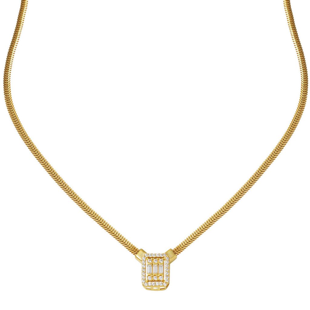 Balıksırtı a Chaine Baguette Or Collier 14 Carats