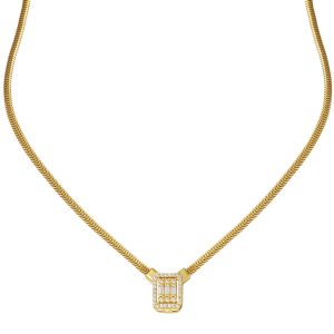 Balıksırtı a Chaine Baguette Or Collier 14 Carats