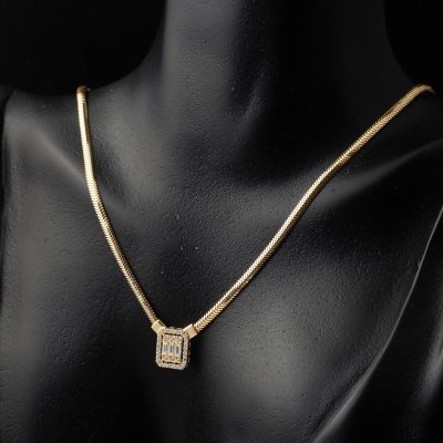 Balıksırtı Zincirli Baguette Gold Necklace 14K - 14K - 6.5g - EZ Gold