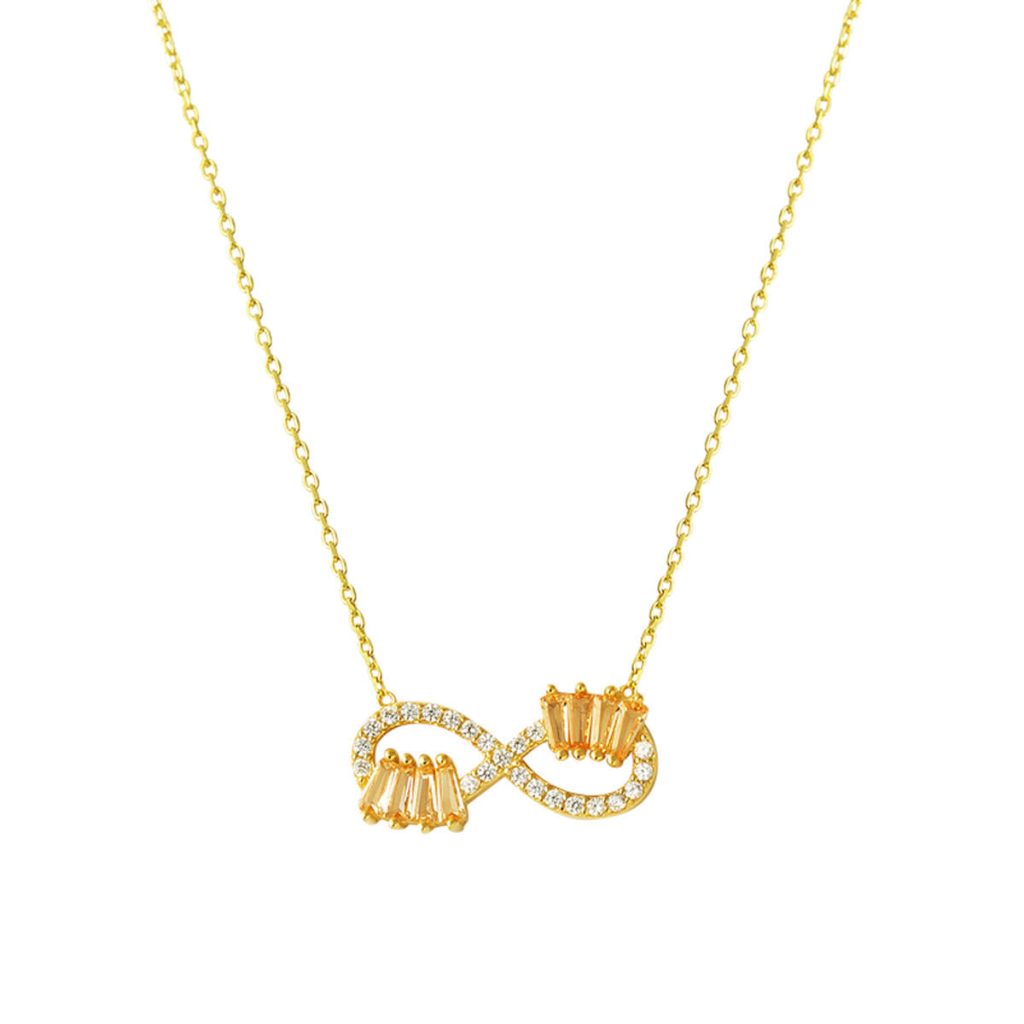 Topaz Baguette avec Pierres Infini Or Collier