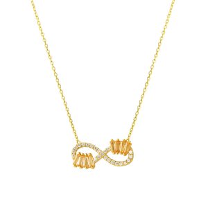 Topaz Baguette avec Pierres Infini Or Collier