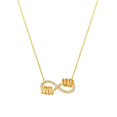 Topaz Baguette avec Pierres Sonsuzluk Or Collier