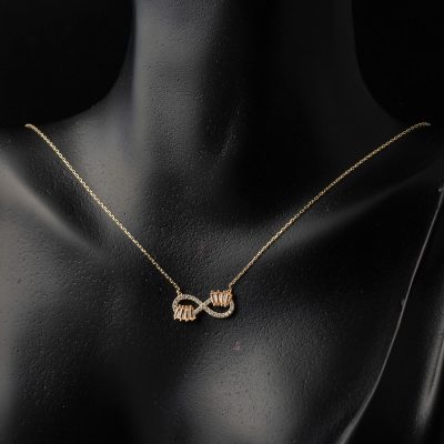 Topaz Baguette avec Pierres Sonsuzluk Or Collier - 14K - 1.84g - EZ Gold
