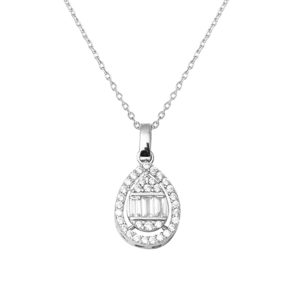 Blanc Or Goutte Baguette Collier