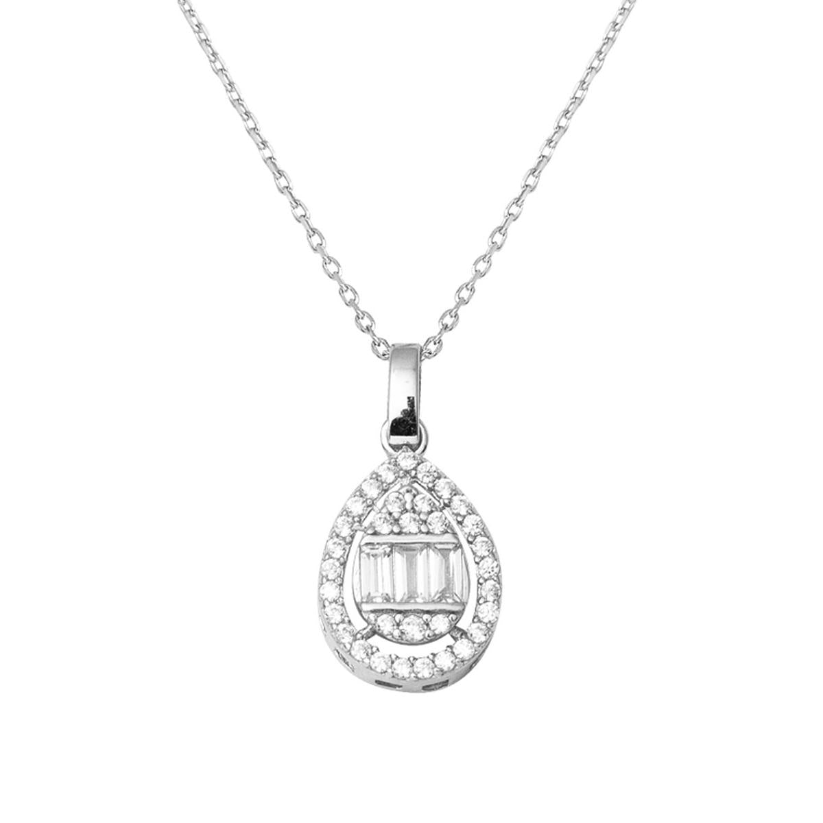 Blanc Or Goutte Baguette Collier