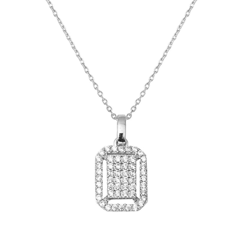 14 Karat Coronet White Gold Baguette Spor Necklace