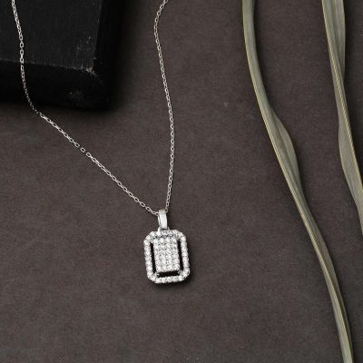 14 Carats Coronet Blanc Or Baguette Spor Collier - 14K - 2.19g - EZ Gold