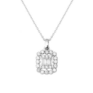 14 Karat Baguetteli Spor White Gold Necklace
