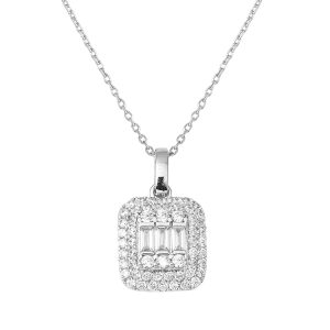 White Gold Baguette Necklace